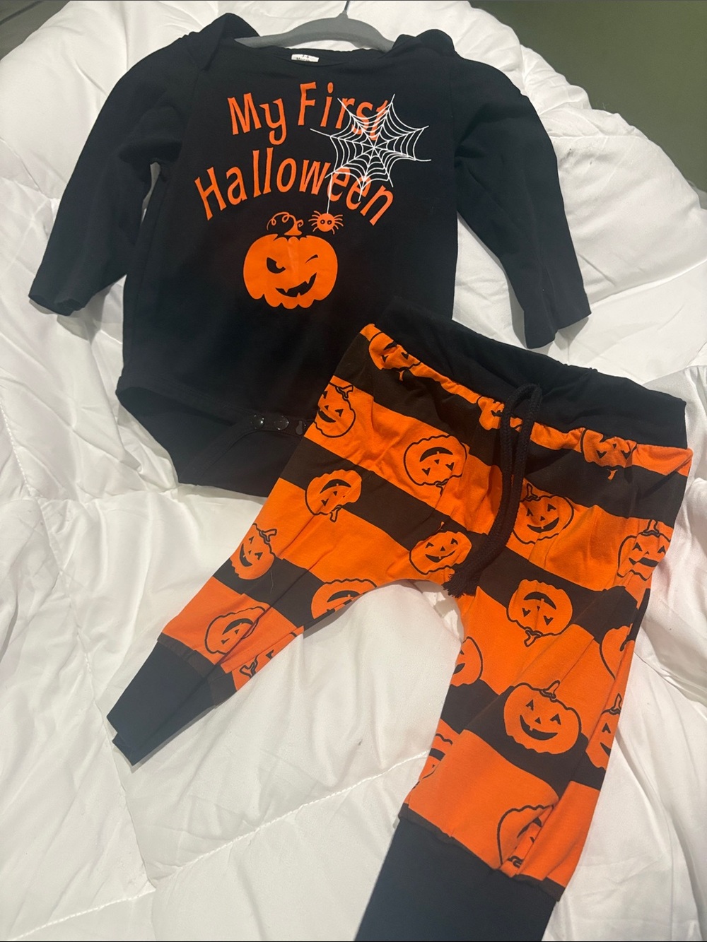 My First Halloween Black & Orange Baby Costume Set